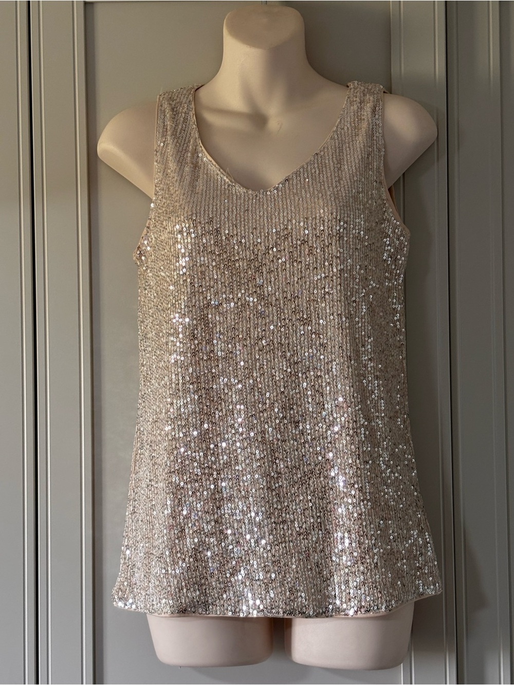 Women's Sequin Tank Top - Champagne